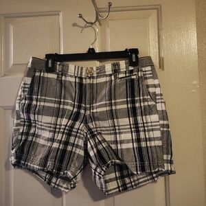 Men's Black and White Plaid Shorts